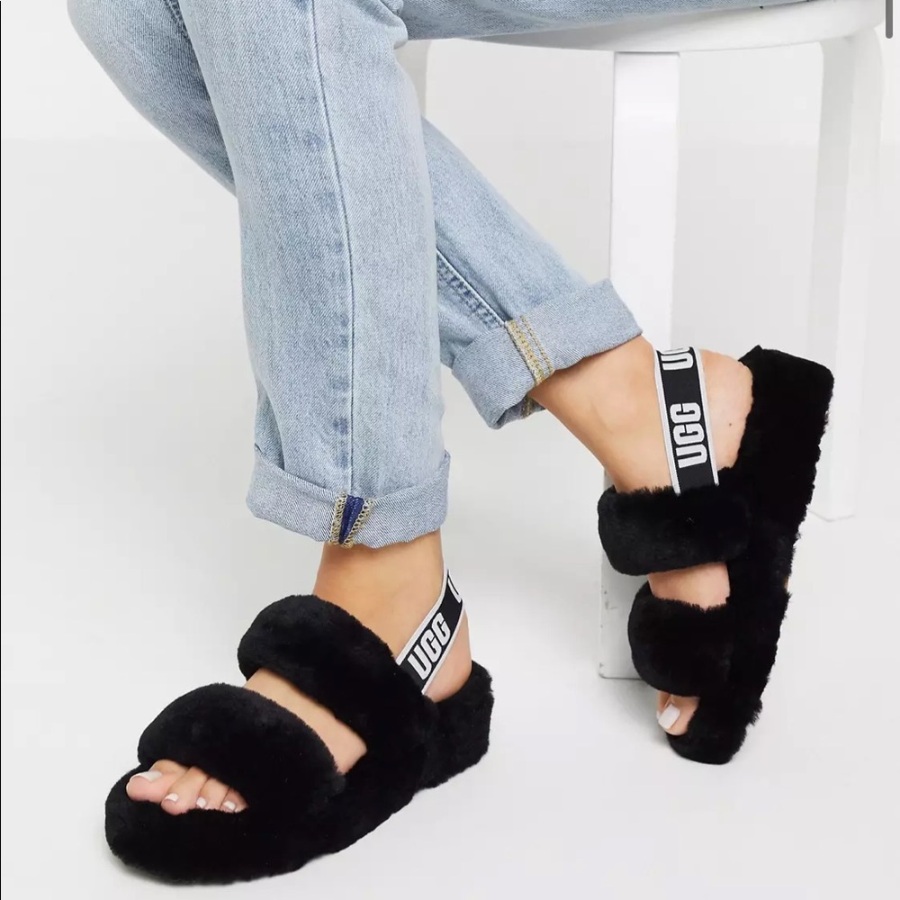 NWB UGG Oh Yeah double strap flat sandals in black